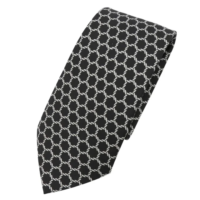 Hermès 7491 Ia 100% Silk Rope Pattern Tie, Black And White, Made In France, M in black Silk from Poshmark