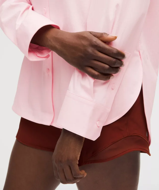 lululemon Woven Relaxed-Fit Button-Up Shirt in Pink Pearl, photo 6 of 6 from lululemon