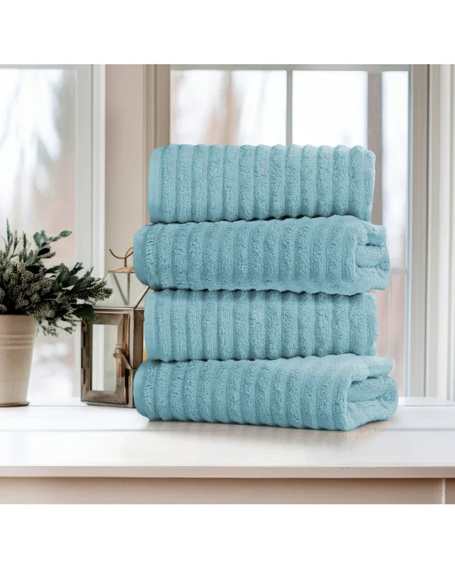 Bibb Home 4-Pack Ribbed Egyptian Cotton Bath Towel Set, image 1 of 1 from Rue La La