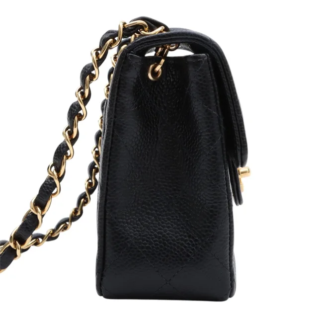 Chanel Made around 2004, Caviar Skin Classic Flap Chain Bag Mini, Black in Black Caviar leather from VINTAGE QOO TOKYO, photo 2 of 2