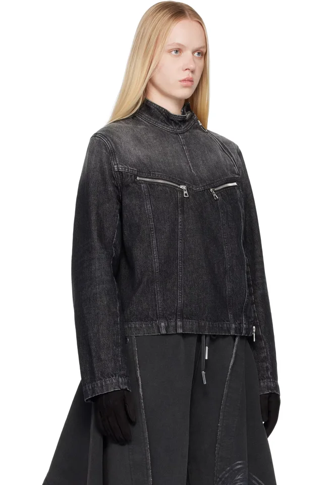 Jean Paul Gaultier Black Detachable Glove Denim Jacket, photo 2 of 2 from SSENSE