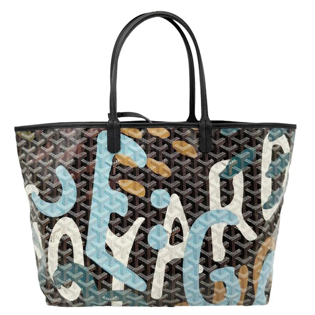 Goyard Saint Louis Lettres Camouflage Chevron Print Canvas Tote Bag Multicolor in Multicolor Canvas from Dallas Designer Handbags