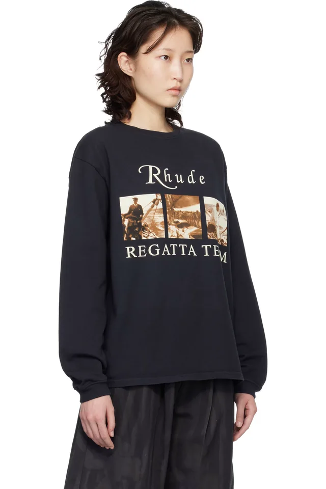Rhude Black USVI Regatta Tour LS T-shirt, photo 2 of 4 from SSENSE