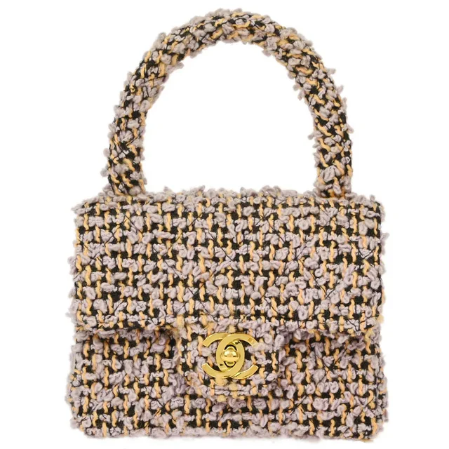 Chanel Purple Tweed Mini Square Handbag in Purple Tweed from AMORE Vintage Tokyo