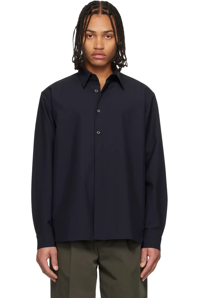 LE17SEPTEMBRE Navy Classic Wool-Blend Shirt from SSENSE, photo 1 of 1