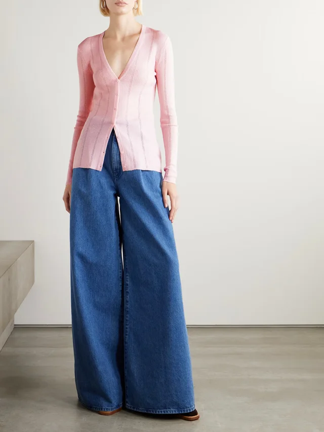 GABRIELA HEARST Lillian pointelle-knit wool cardigan in Pink, photo 2 of 2 from NET-A-PORTER (Canada)