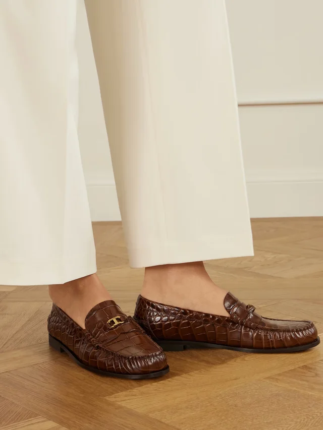 TOD'S Embellished croc-effect leather loafers in Brown, photo 2 of 2 from NET-A-PORTER (Canada)