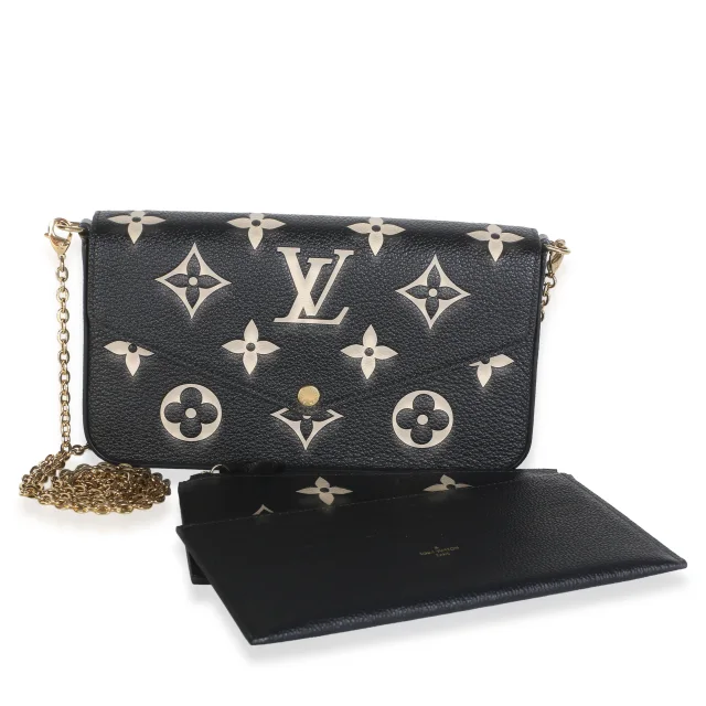 Louis Vuitton Beige Bicolor Giant Monogram Empreinte Felicie Pochette in Black Coated canvas from myGemma