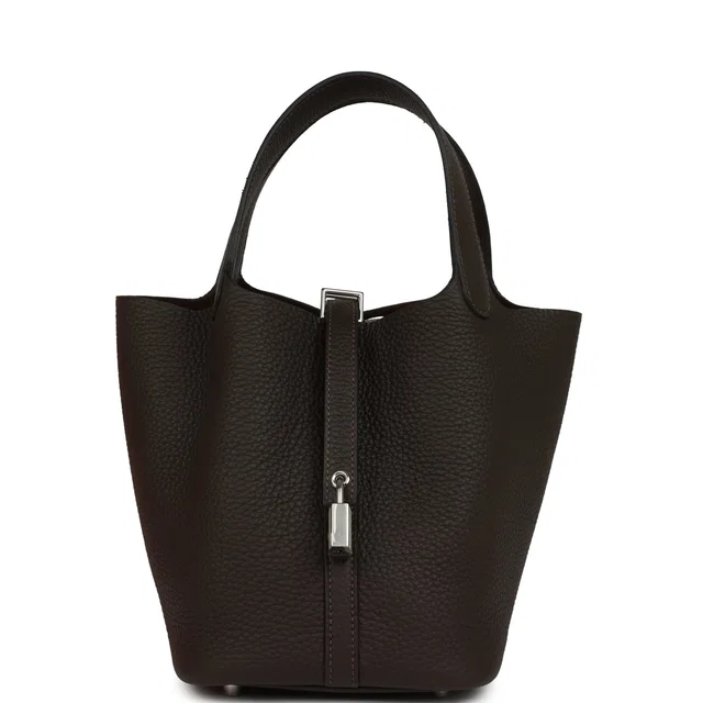 Hermès Picotin Lock 18 Bai Brun Clemence Palladium Hardware in Clemence leather from Madison Avenue Couture