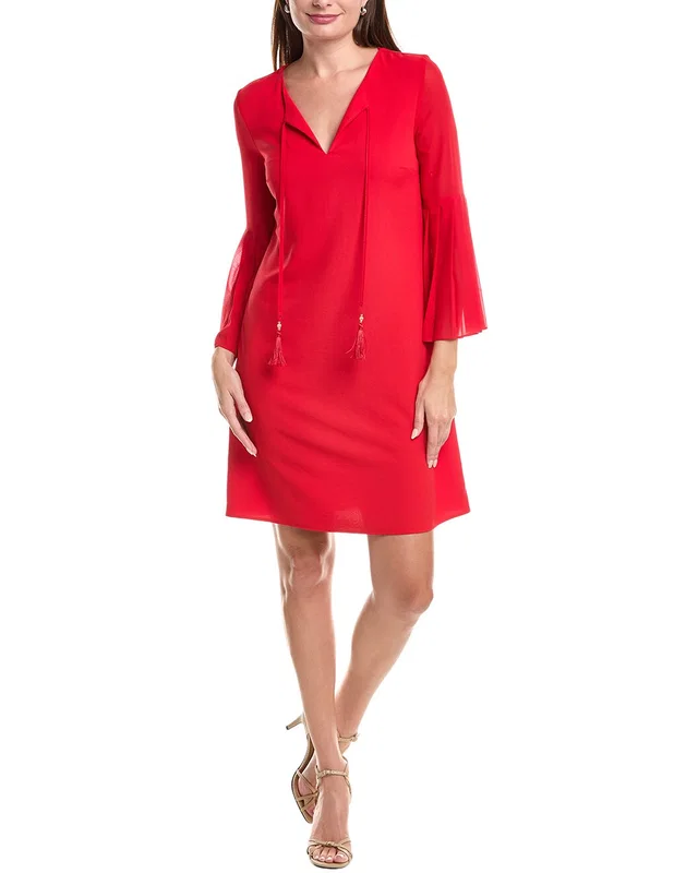 Joseph Ribkoff Pleated Bell-Sleeve Shift Dress, image 1 of 1 from Gilt