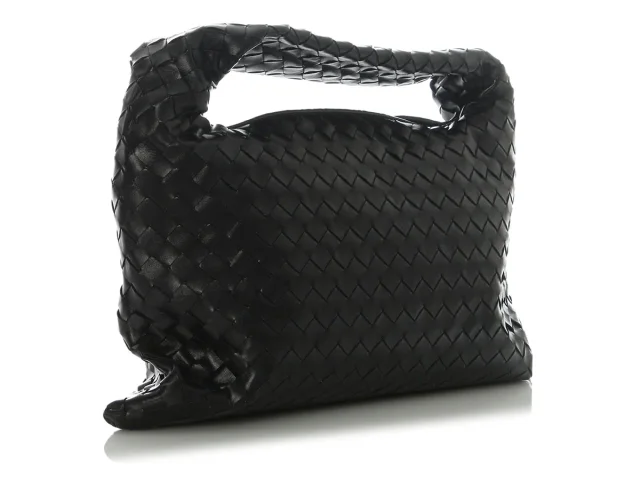 Bottega Veneta Small Black Intrecciato Hop Bag in Black Woven leather from Ann's Fabulous Finds, photo 6 of 10