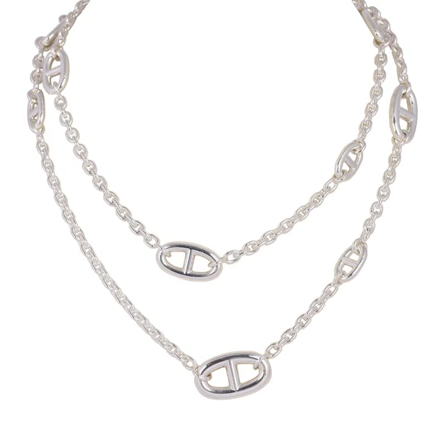 Hermès Farandole Rope Necklace 80cm Sterling Silver Hardware from Madison Avenue Couture