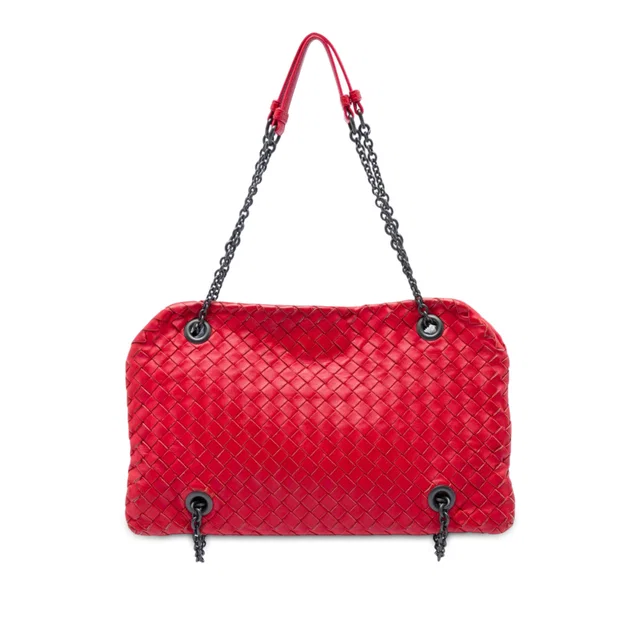 Red Bottega Veneta Nappa Intrecciato Duo Shoulder Bag in Red Nappa leather from Designer Revival