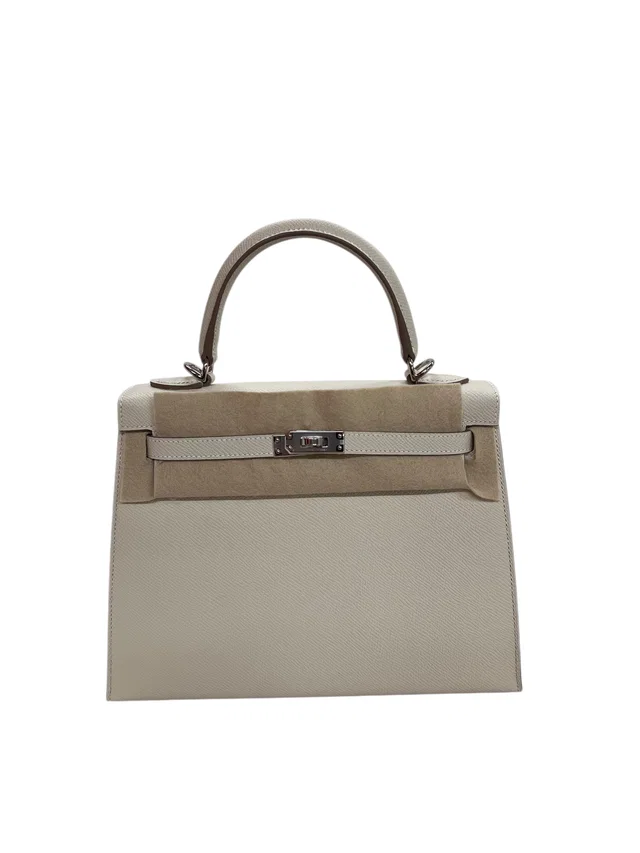 Hermès Kelly 25 Sellier Craie Epsom PHW #W in White Epsom leather from Luxury Promise