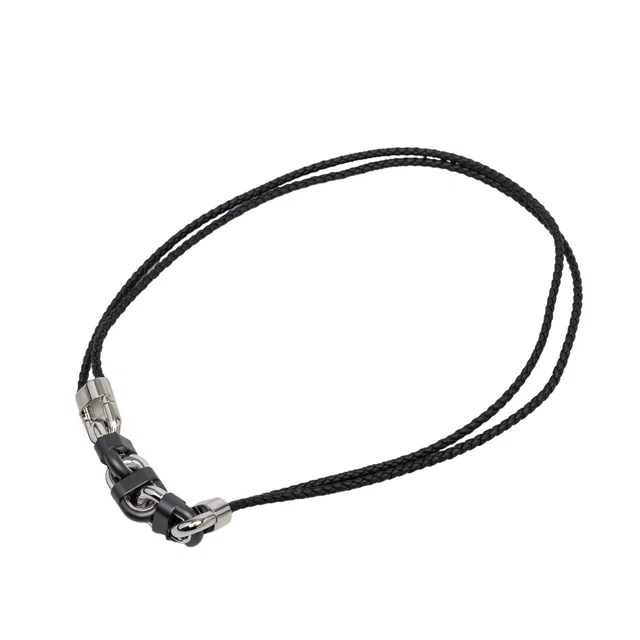 Black Hermès Swift Chaine Maillon Double Tour Costume Necklace in Black Swift leather from Designer Revival