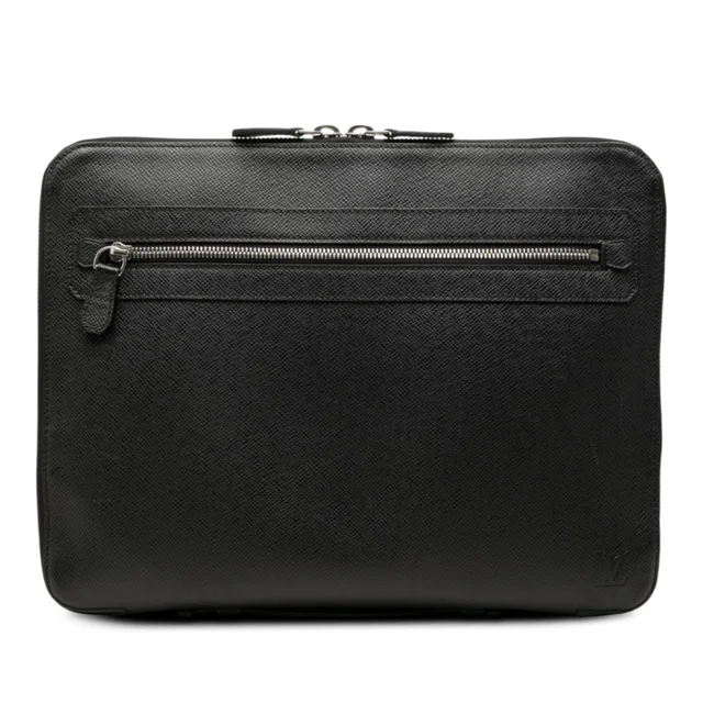 Black Louis Vuitton Taiga Vladimir Portfolio Clutch Bag in Black Leather from Designer Revival