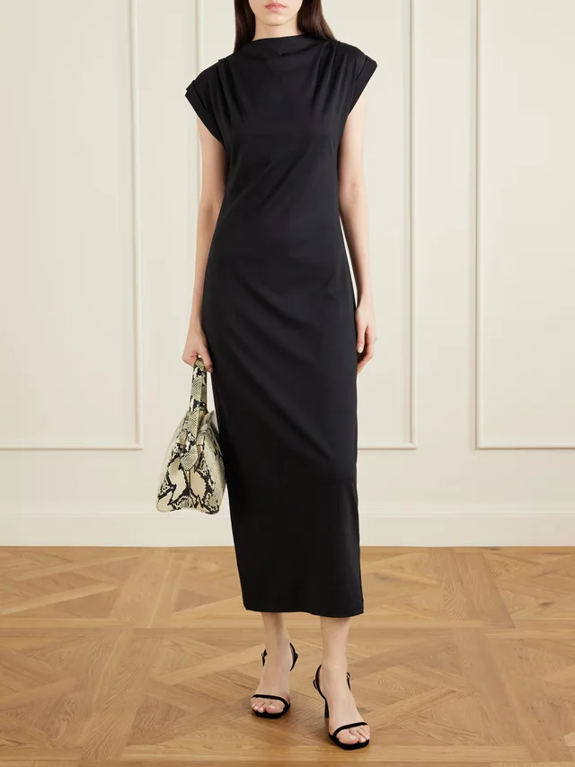ANINE BING Alix cotton-blend midi dress in Black, photo 2 of 2 from NET-A-PORTER (Canada)