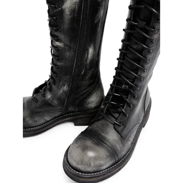 Ann Demeulemeester brushed leather lace-up combat boots, photo 6 of 6 from SENSER