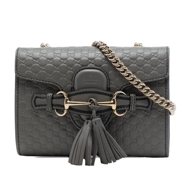 Gray Gucci Mini Microguccissima Emily Crossbody in Grey Leather from Designer Revival, photo 1 of 1