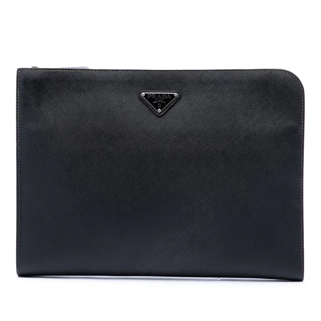 Black Prada Saffiano Document Holder Clutch Bag in Black Saffiano leather from Designer Revival, photo 1 of 1