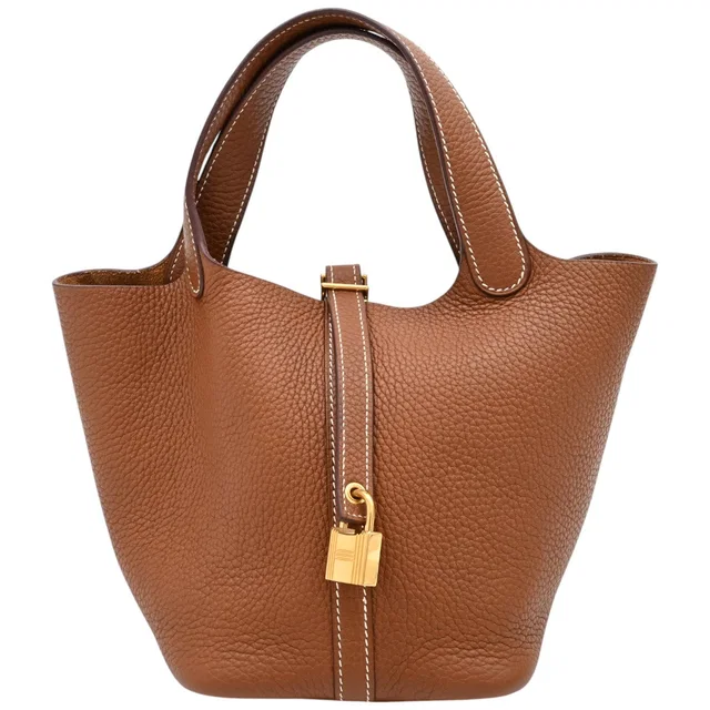 Hermès 2021 Picotin Lock PM Gold in Gold Clemence leather from VINTAGE QOO TOKYO