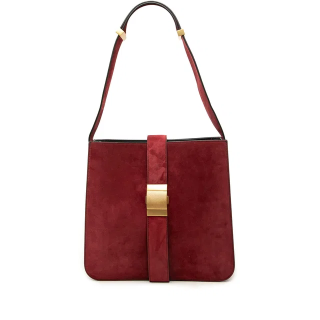 Red Bottega Veneta Suede Marie Shoulder Bag in Red Suede from Designer Revival