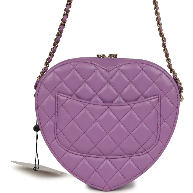 Chanel CC In Love Large Heart Bag in Purple Lambskin from Madison Avenue Couture, photo 5 of 9
