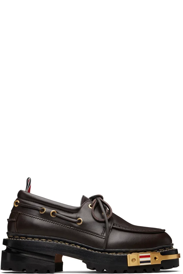 Thom Browne Brown Vitello Calf Hiking Leather Sole Boat Shoes, image 1 of 1 from SSENSE
