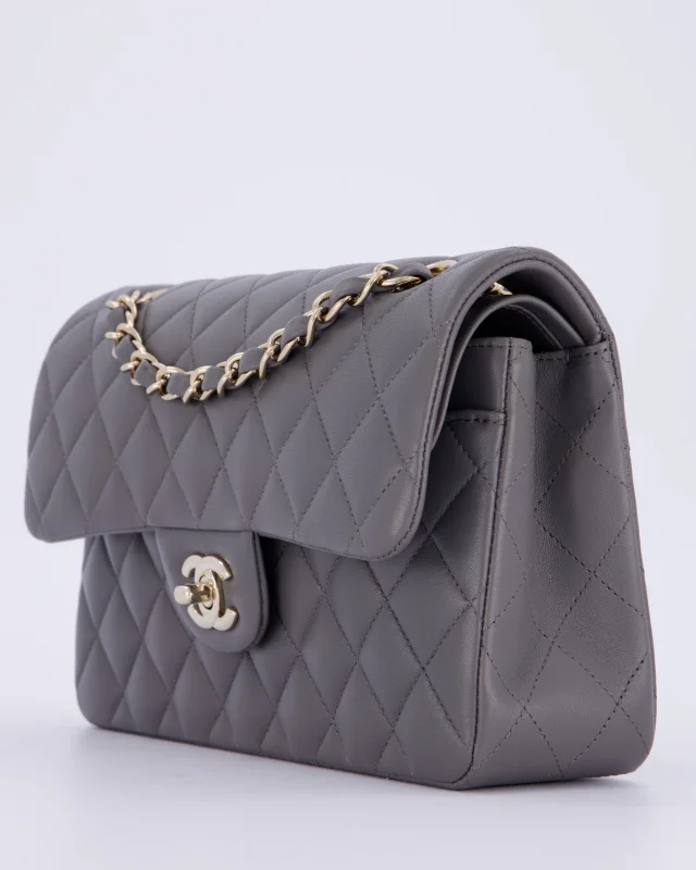 Chanel Dark Grey Small Classic Double Flap Bag in Grey Lambskin from Sellier, photo 11 of 12