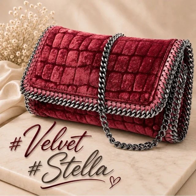 Stella McCartney Scarlet Red* Velvet Chain Strap Hand Bag in silver|red|gray Velvet from Poshmark