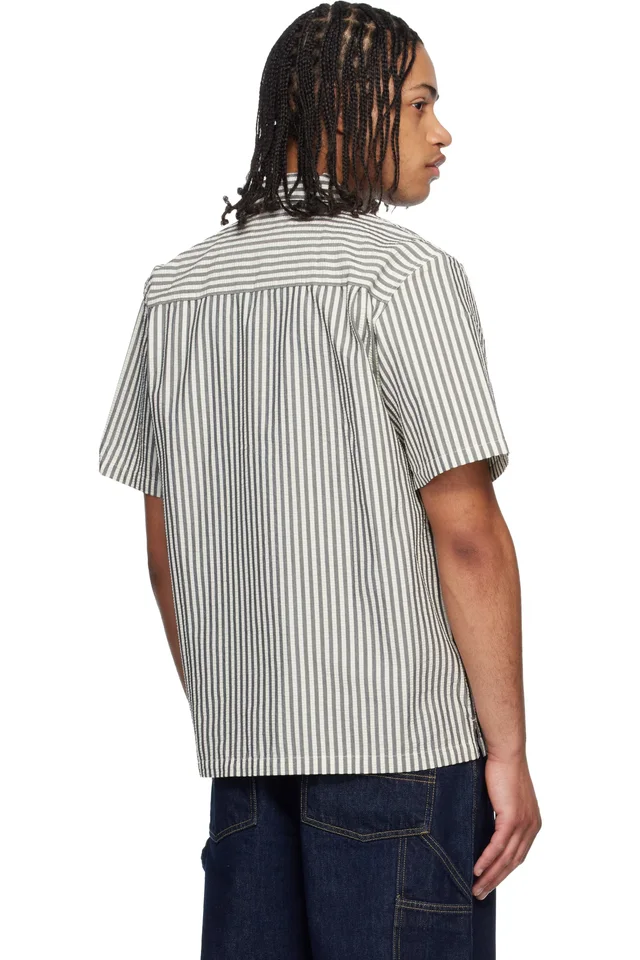 Carhartt Work In Progress Black & White Short Sleeve Leavel Stripe Shirt, photo 3 of 4 from SSENSE