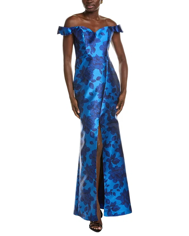 Rene Ruiz Off-The-Shoulder Velvet Burnout Gown, image 1 of 1 from Gilt