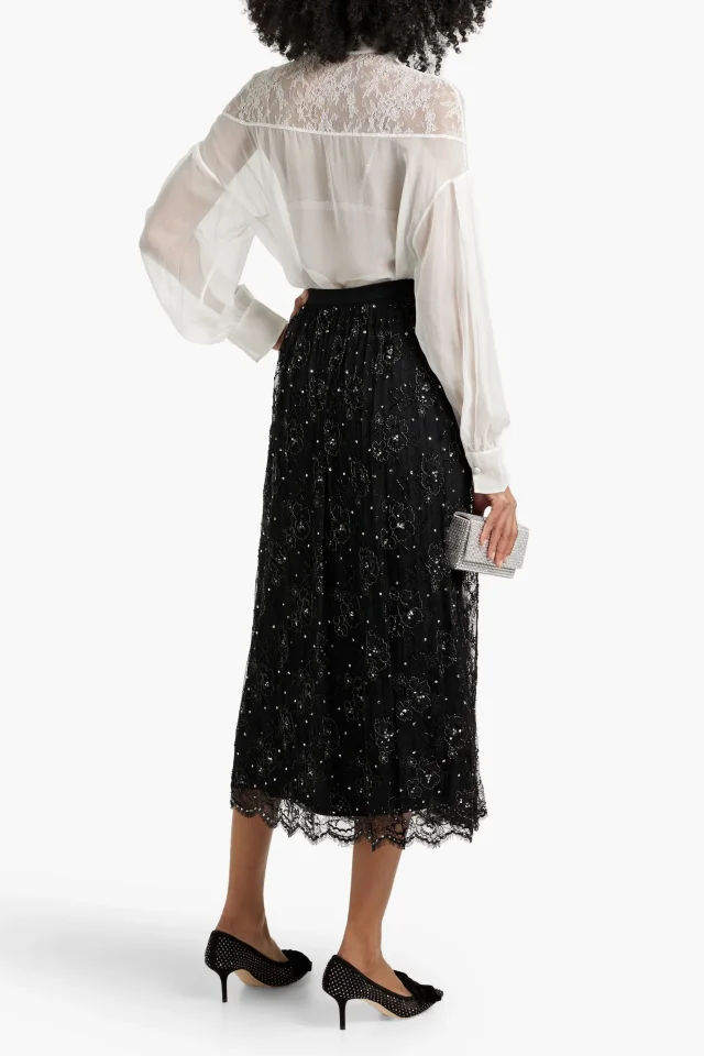 Valentino Garavani Embellished Tulle Midi Skirt in Black, photo 3 of 4 from THE OUTNET