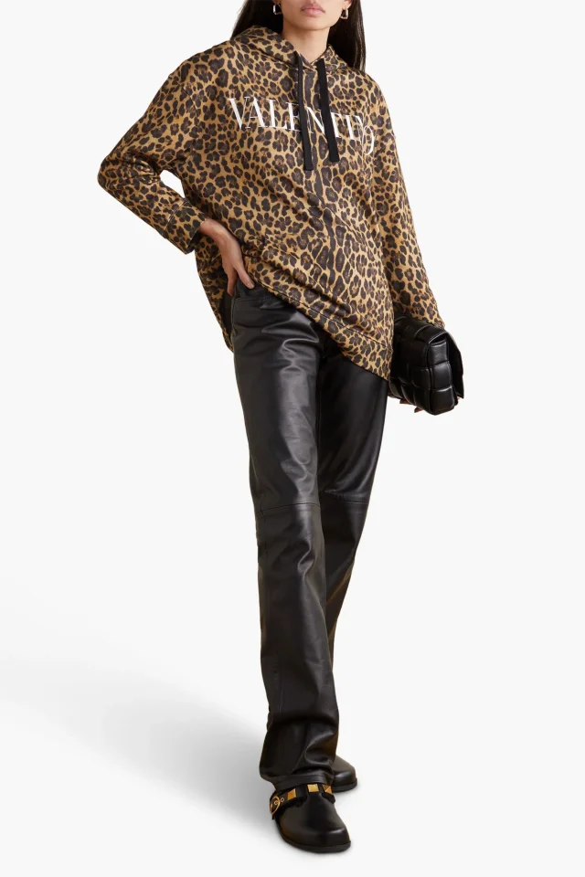 Valentino Garavani Leopard-Print French Cotton-Blend Terry Hoodie, photo 2 of 4 from THE OUTNET