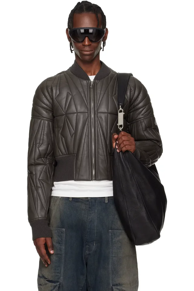 Moncler + Rick Owens Brown Geocamo Cropped Flight Jacket from SSENSE, photo 1 of 1