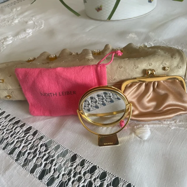 Judith Leiber Clutch With Crystal Accents 11”L 4” H 2” W in gold Ostrich from Poshmark, photo 6 of 6