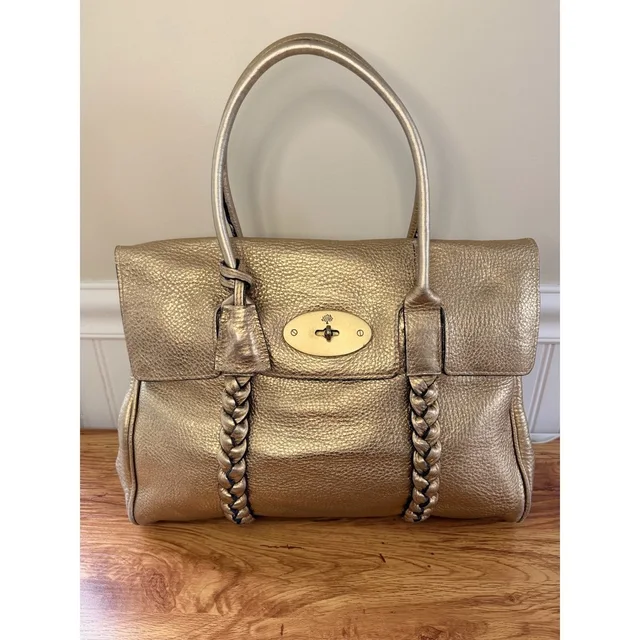 Mulberry Bayswater Metallic Gold Leather Tote Top Handle Shoulder Bag Braided in gold Leather from Poshmark