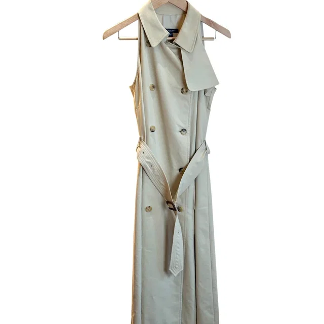 Burberry Sleeveless Trench Coat Beige Size 12 in Beige from Luxury Promise