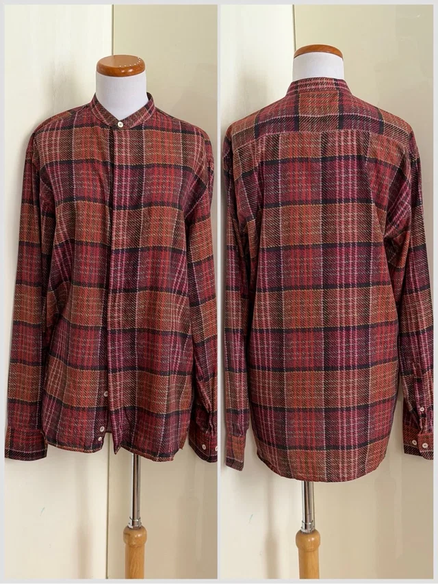 Etro Milano Men's Luxury Plaid Long Sleeve Button-Up Colorless Shirt Sz 40 Italy in brown|red Woven leather from Poshmark