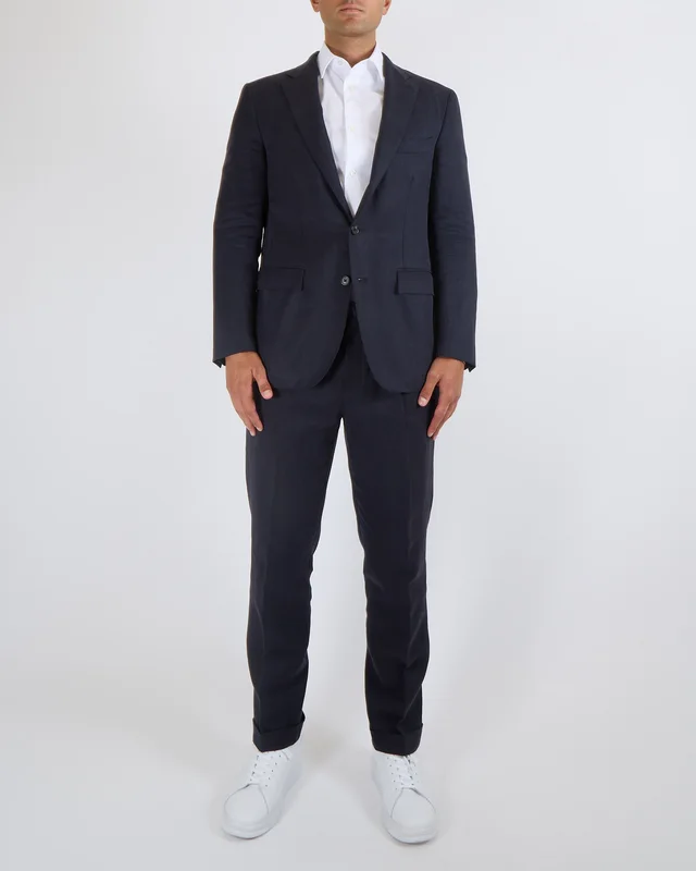 Loro Piana Menswear Navy Blue Linen Jacket and Trousers Suit Size IT 50 (UK 40) in Navy from Sellier, photo 2 of 2