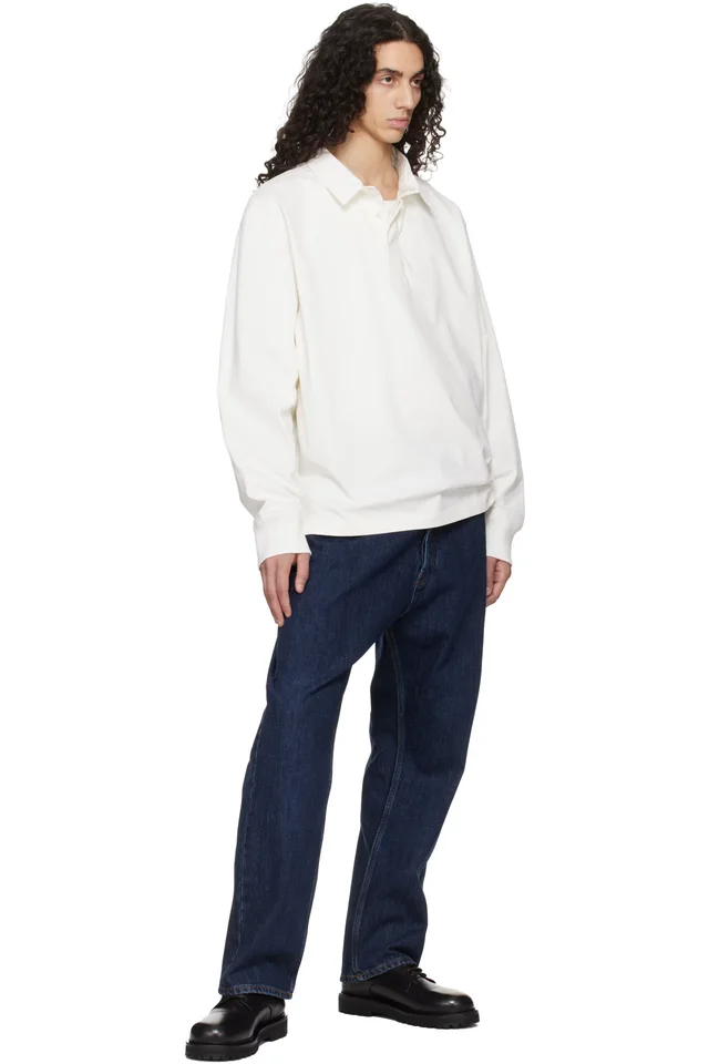 Studio Nicholson Off-White Alyk Jersey Polo, photo 4 of 4 from SSENSE