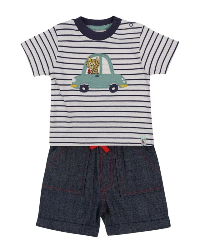 Lilly and Sid 2pc Car Club Applique Short Set, image 1 of 1 from Gilt