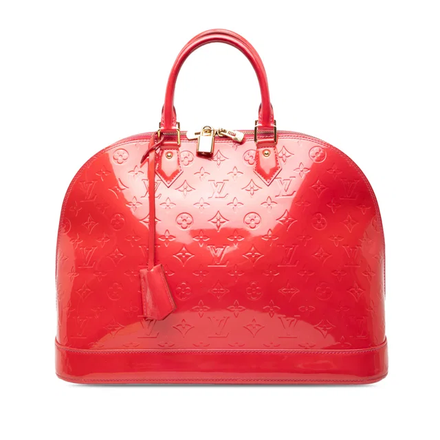 Red Louis Vuitton Monogram Vernis Alma GM Handbag in Red Leather from Designer Revival
