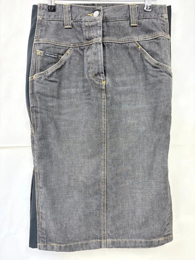 Dolce & Gabbana Midi length skirt Grey Size: 14 in Grey Denim from Oxfam Online Shop