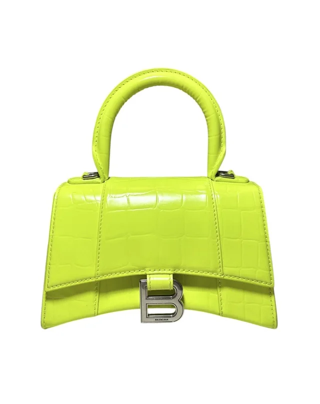 Balenciaga Hourglass Xs Fluo Yellow Croc Embossed Leather Top Handle Bag Italy in yellow Crocodile from Poshmark
