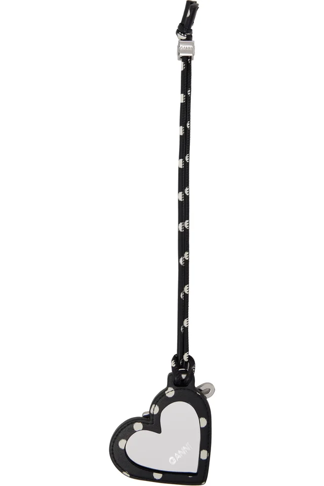 GANNI Black Heart Mirror Dots Keychain, photo 2 of 2 from SSENSE