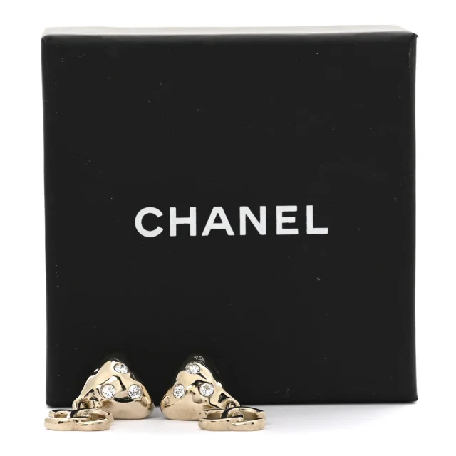 Chanel Crystal CC Drop Earrings Gold in Gold from FASHIONPHILE, photo 5 of 5
