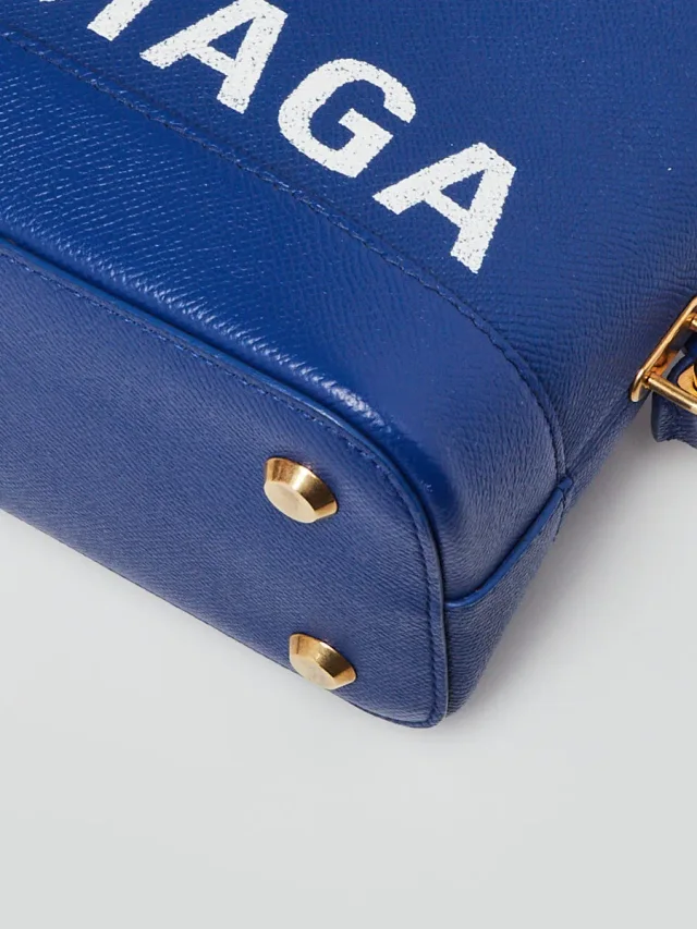 Balenciaga Blue Stamped Calfskin Leather Small Ville Satchel Bag in Blue Calfskin from Yoogis, photo 5 of 13