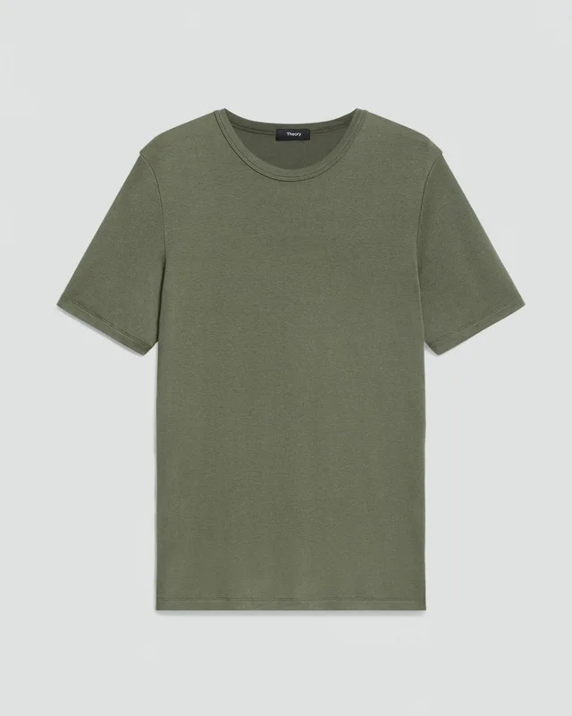 Theory Essential Tee in Anemone Modal Jersey in LIGHT IVY 67% Modal, 30% Polyester, 3% Spandex, photo 6 of 12 from Theory