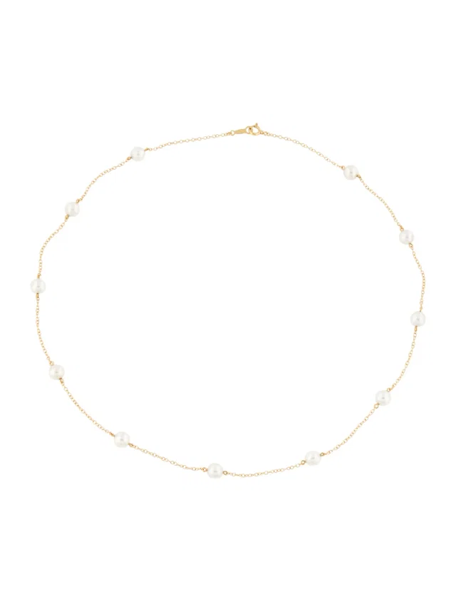 Mikimoto 18K Pearl Station Necklace, 18", " in multicolor from The RealReal
